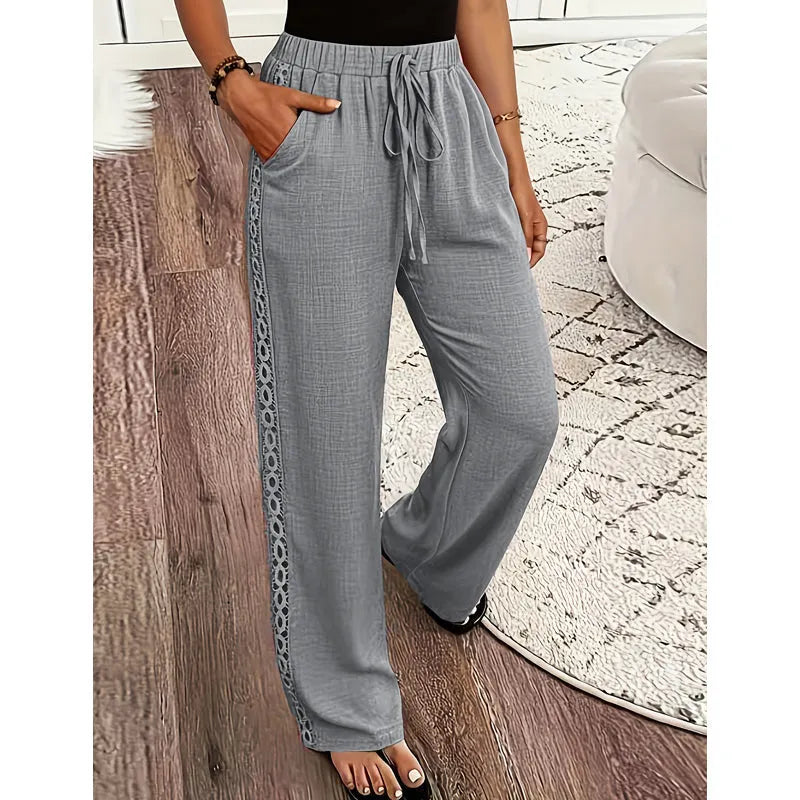 Estrelle - Lace Trim Drawstring Lounge Trousers