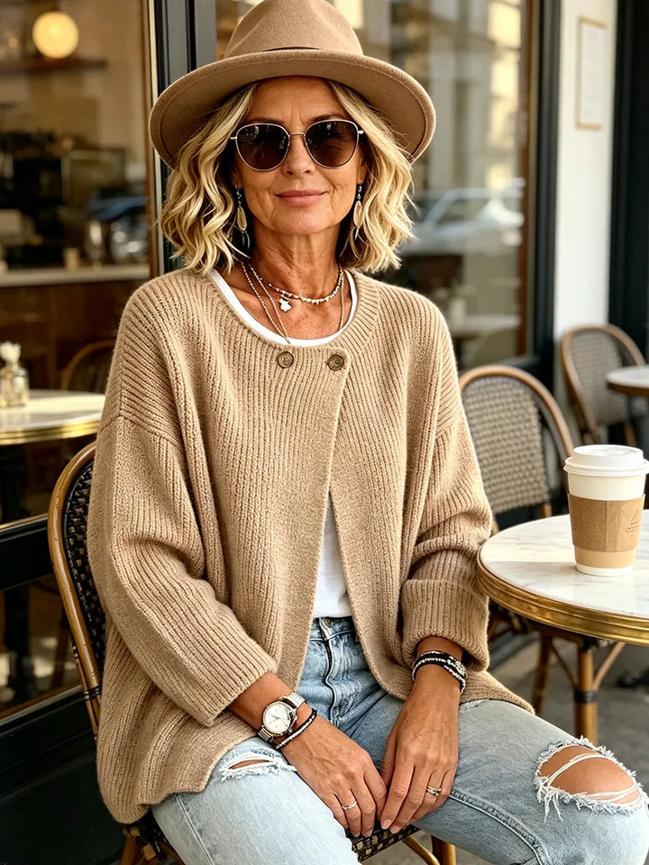 Anisa - Relaxed Button Detail Knit Cardigan