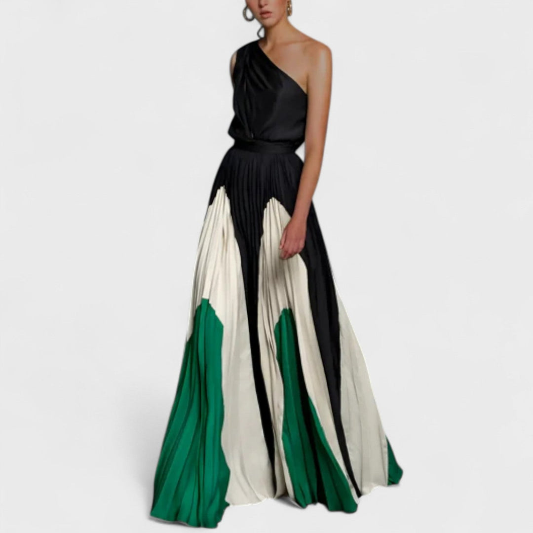 Elysia - Elegant One-Shoulder Pleated Gown