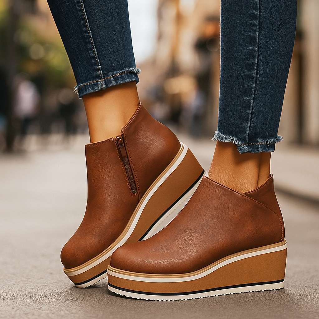 Neve - Cushioned Wedge Ankle Boots
