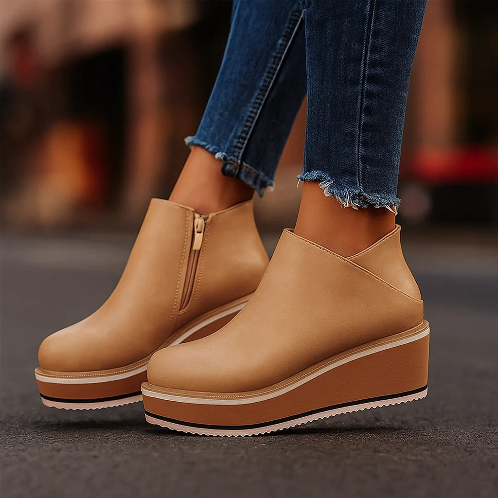 Neve - Cushioned Wedge Ankle Boots