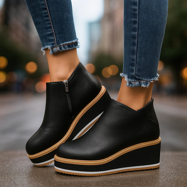 Neve - Cushioned Wedge Ankle Boots