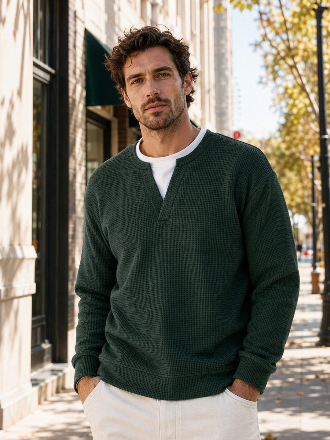 Oswald - Textured Waffle Long Sleeve Tee