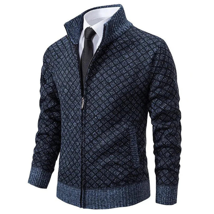 Aris - Patterned Zip Front Cardigan