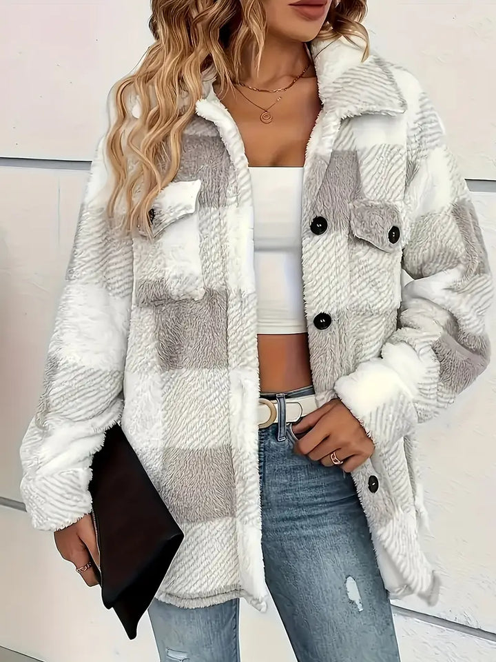 Anteria - Textured Plaid Overshirt Jacket