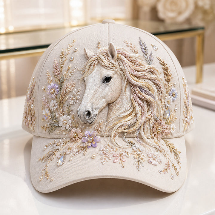 Arlena - Floral Horse Accent Cap