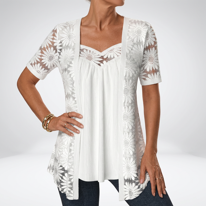 Lucette - Elegant Lace-Detail Blouse