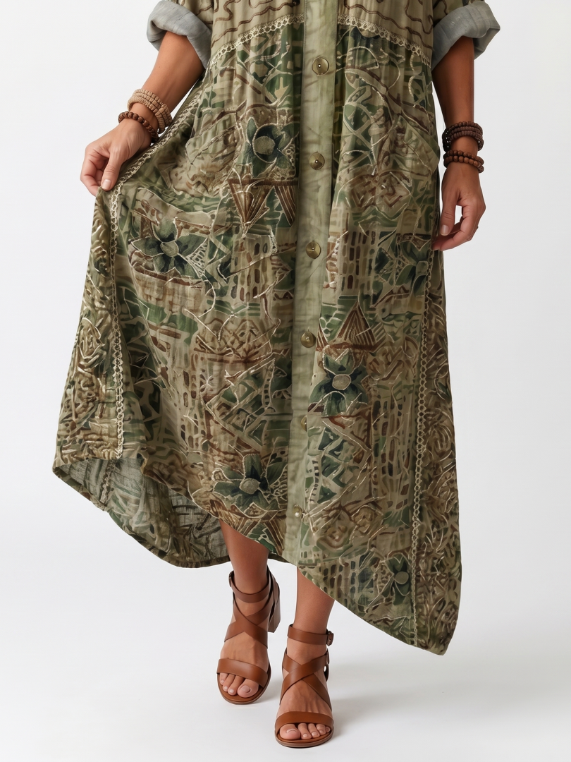 Roselisse - Lightweight Button-Front Midi Dress