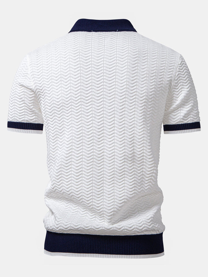 Arleno - Textured V-Neck Knit Polo