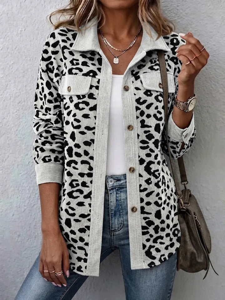 Miressia - Button Front Animal Print Cardigan