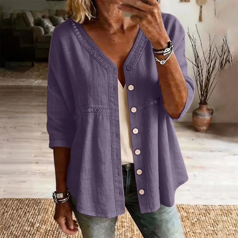 Ardena - Embroidered Button Front Blouse