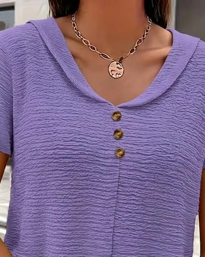 Quintessa - Button V-Neck Blouse