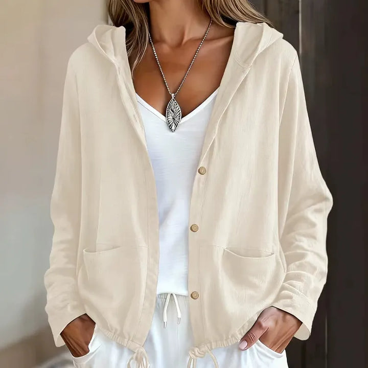 Anavella - Relaxed Button Hooded Jacket