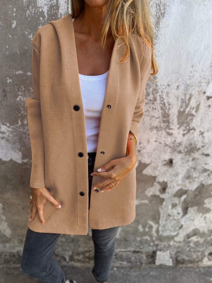 Aloura - Relaxed Button Front Hooded Jacket