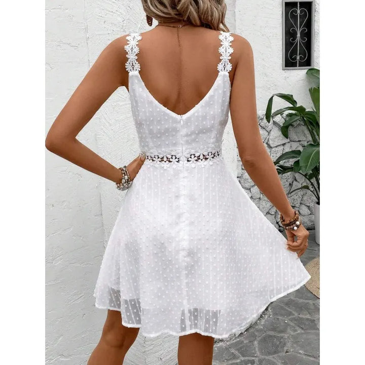 Noelline - Embroidered Strap Mini Dress