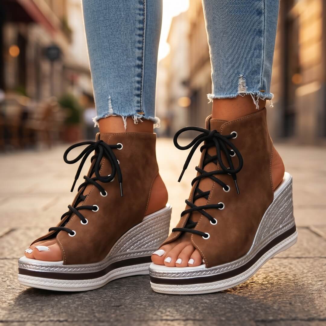 Layla - Elevated Lace-Up Wedge Sandals
