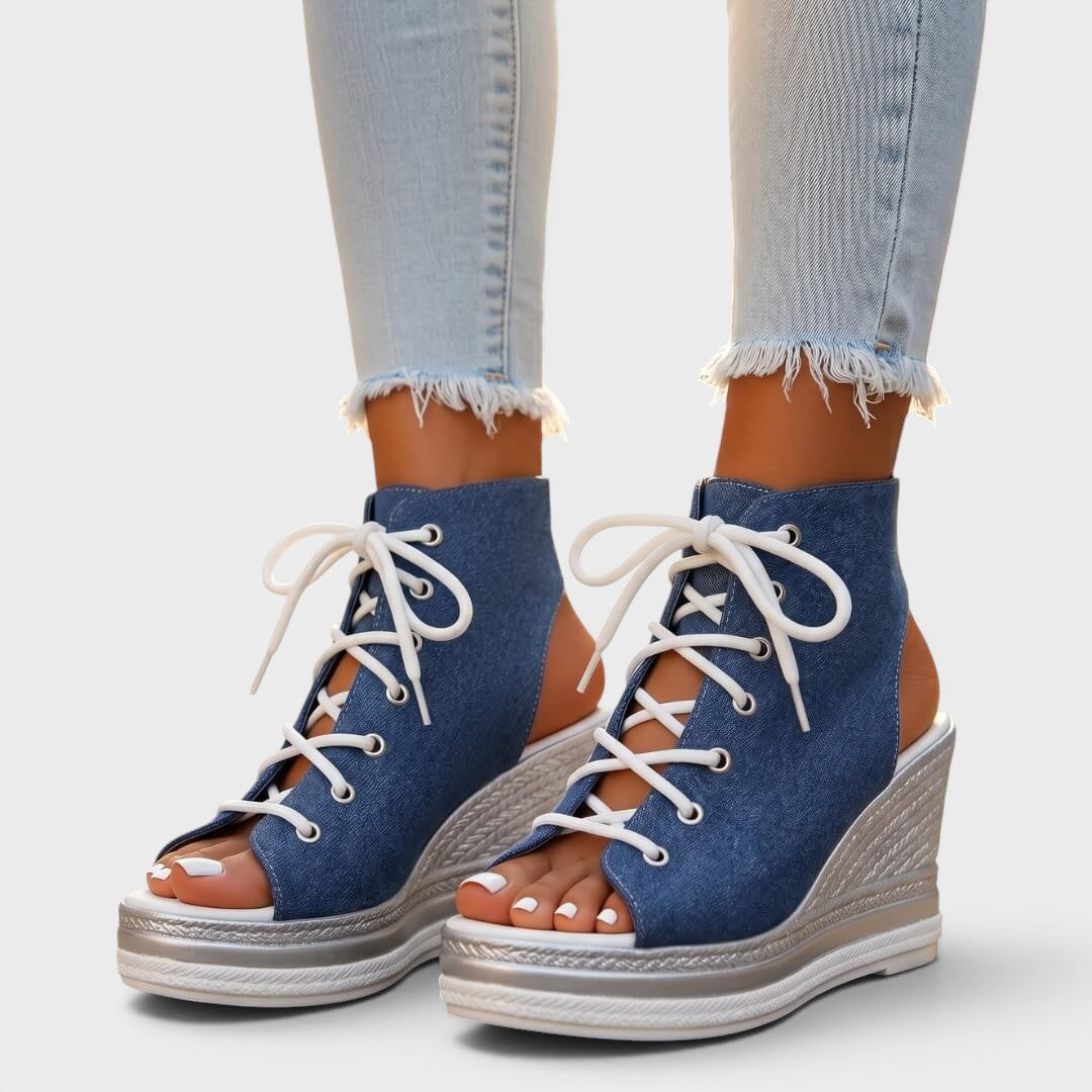 Elaina - Elevated Lace-Up Wedge Sandal