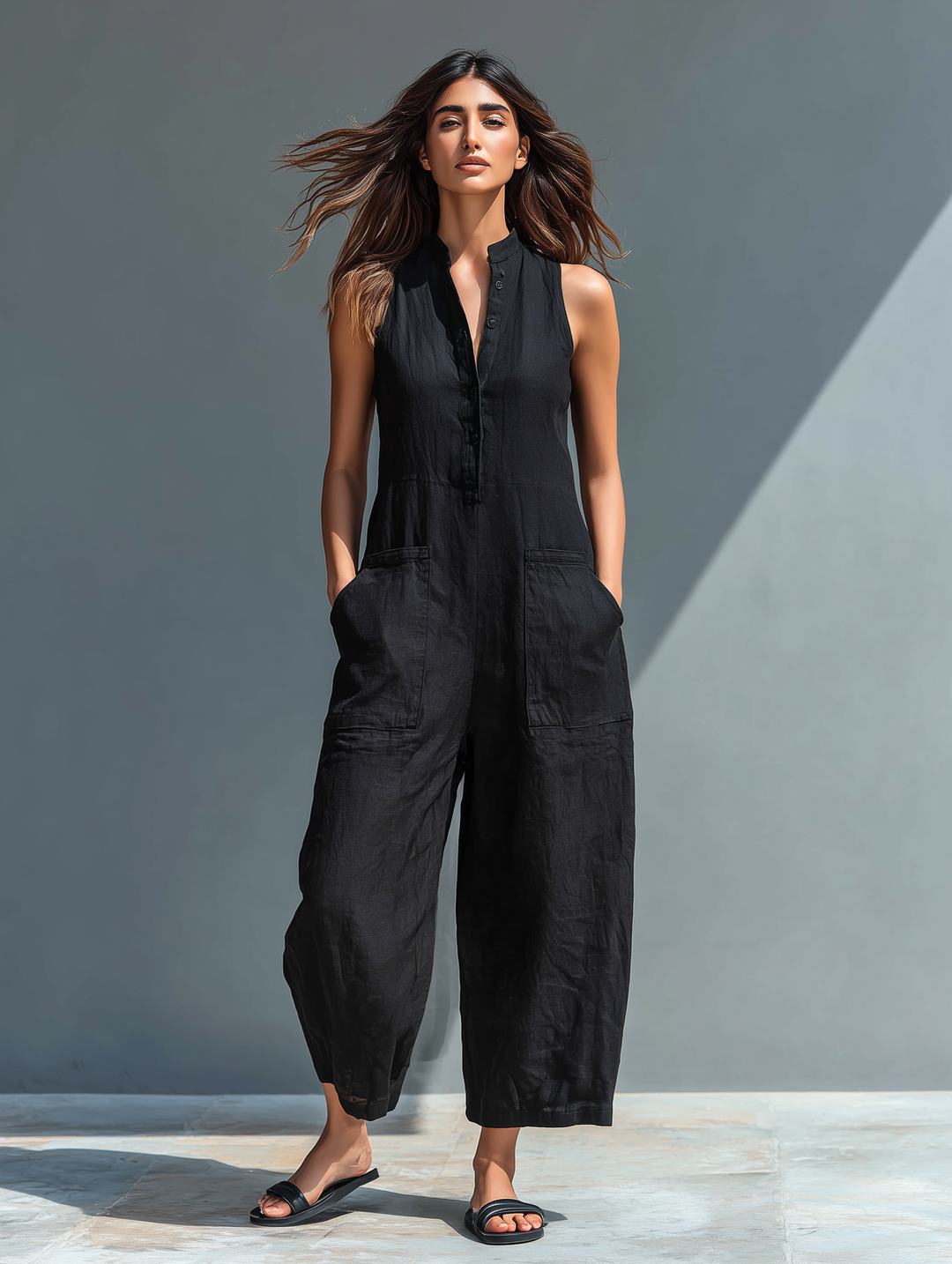 Zeria - Fluid Linen Jumpsuit