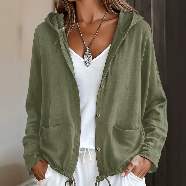 Anavella - Relaxed Button Hooded Jacket
