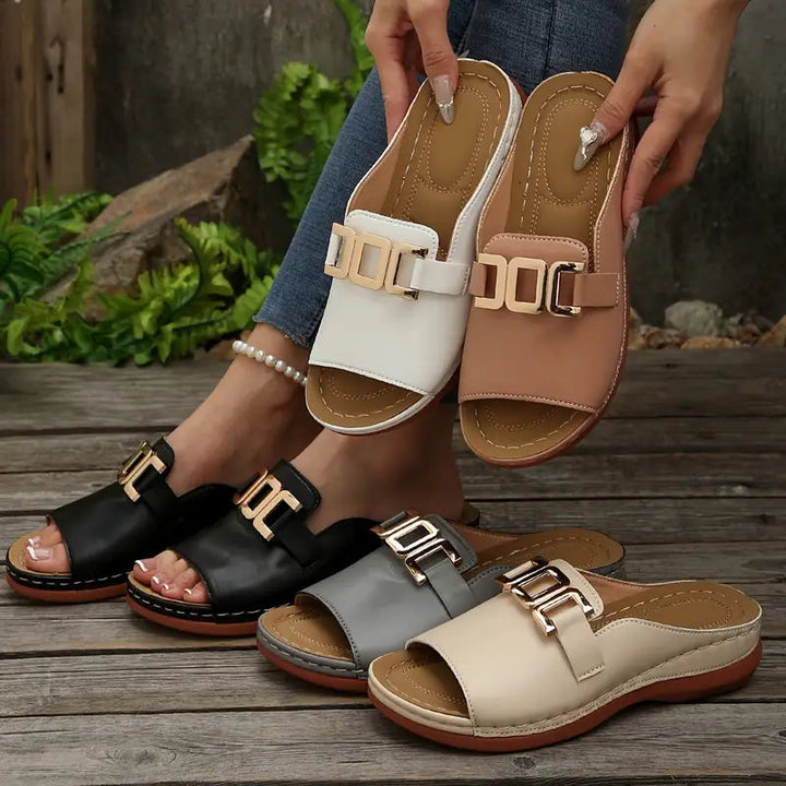 Lucerra - Buckle Strap Slide Sandals