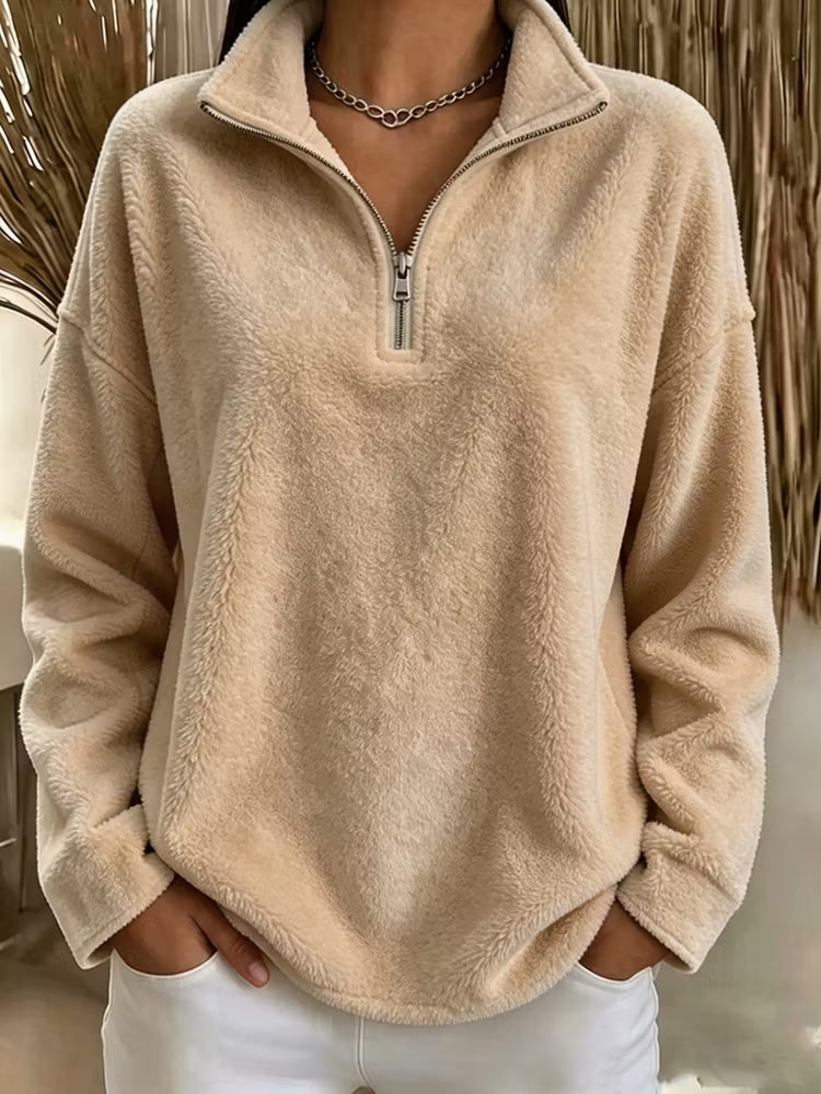 Tiana - Relaxed High Collar Fleece Sweatshirt