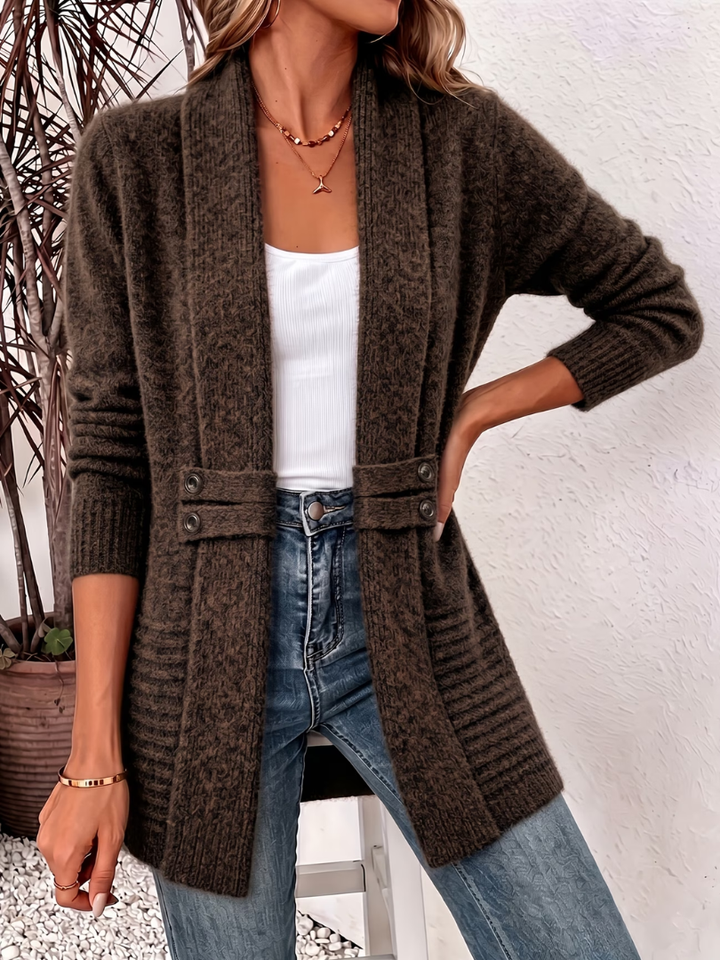 Abella - Soft-Touch Open-Knit Cardigan