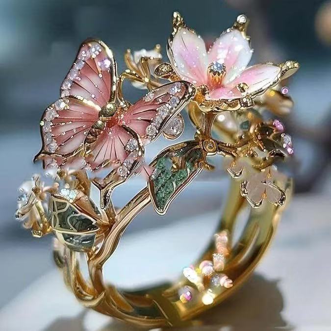 Faylinn - Floral Butterfly Ring