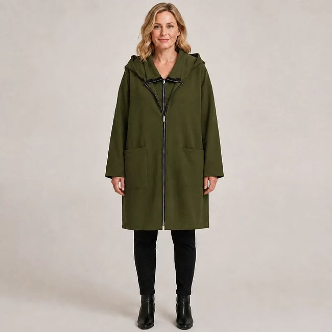 Sigrid - Relaxed Hooded Zip Front Coat