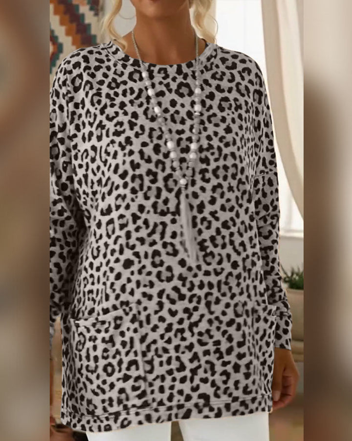 Primelia - Soft-Touch Leopard Long Sleeve Top