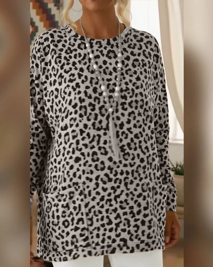 Calivelle - Soft-Touch Leopard Long Sleeve Top