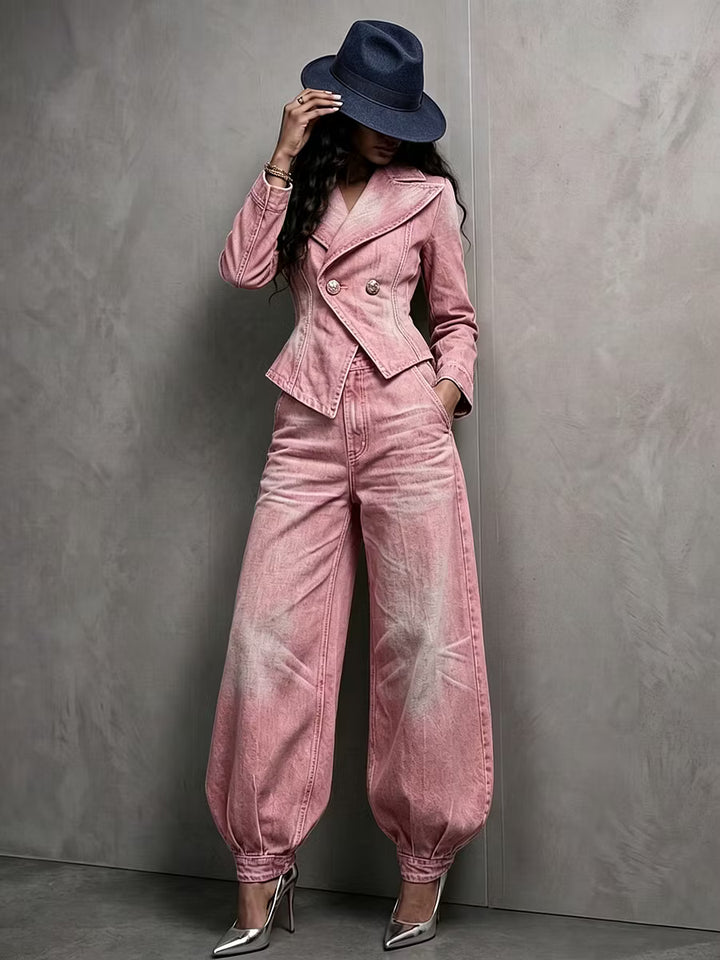 Neris - Tailored Double Breasted Two Piece Trouser Set