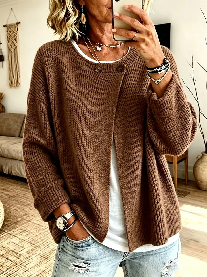 Anisa - Relaxed Button Detail Knit Cardigan