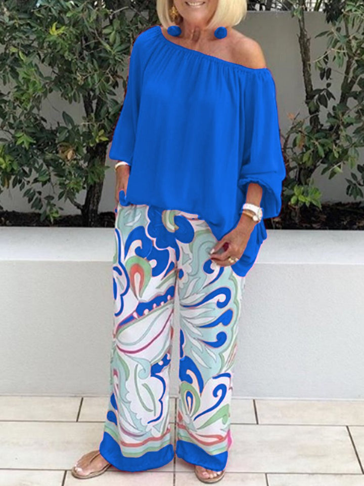 Brinette - Blouse and Wide Leg Trousers Set