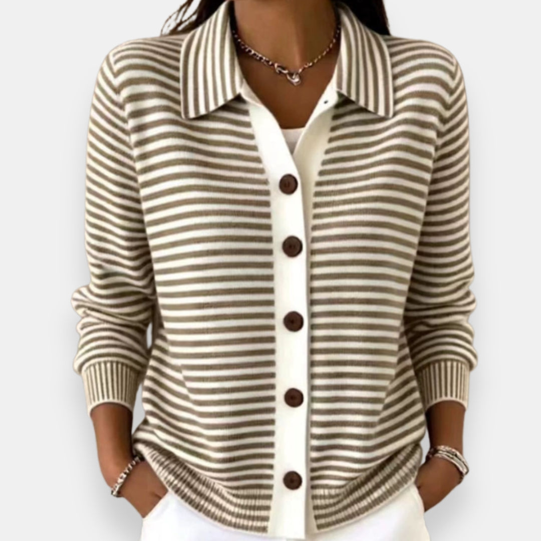Celene - Fine-Knit Striped Cardigan