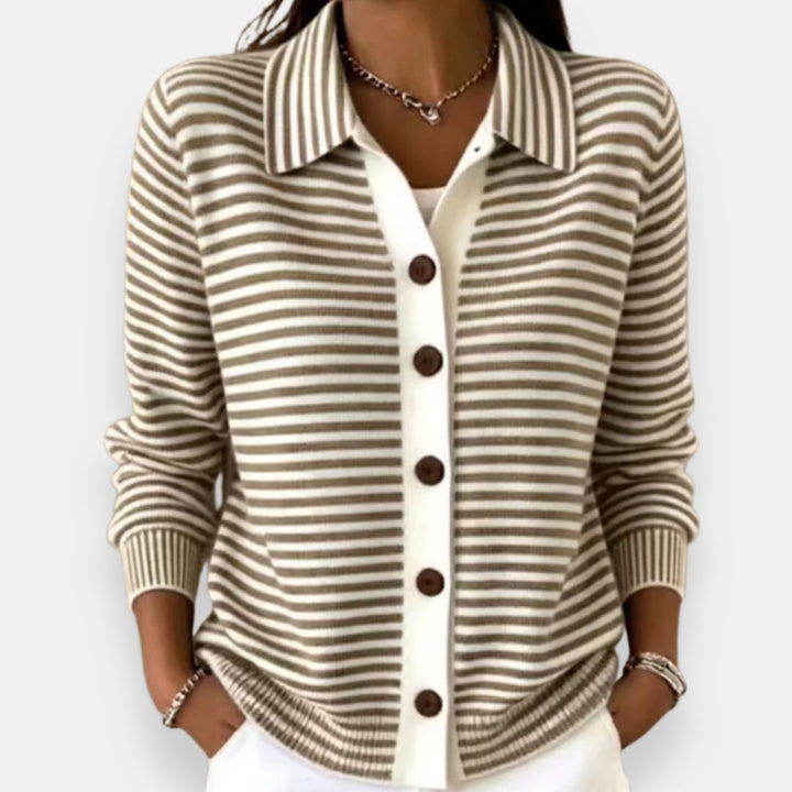 Celene - Fine-Knit Striped Cardigan