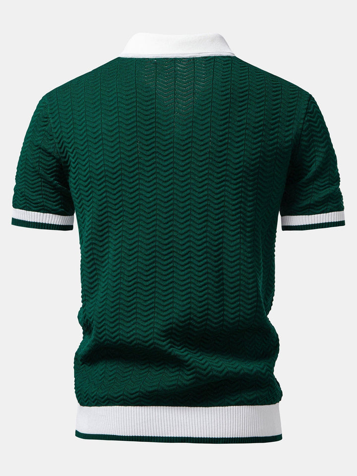Arleno - Textured V-Neck Knit Polo