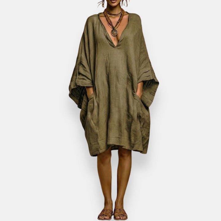 Cleo - Breezy V-Neck Batwing Dress