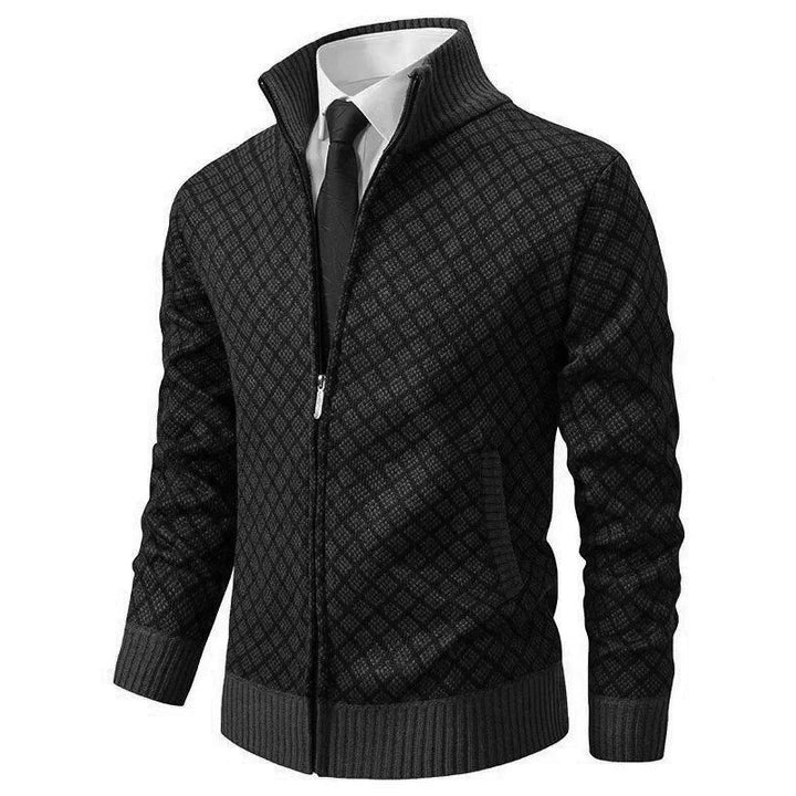 Aris - Patterned Zip Front Cardigan