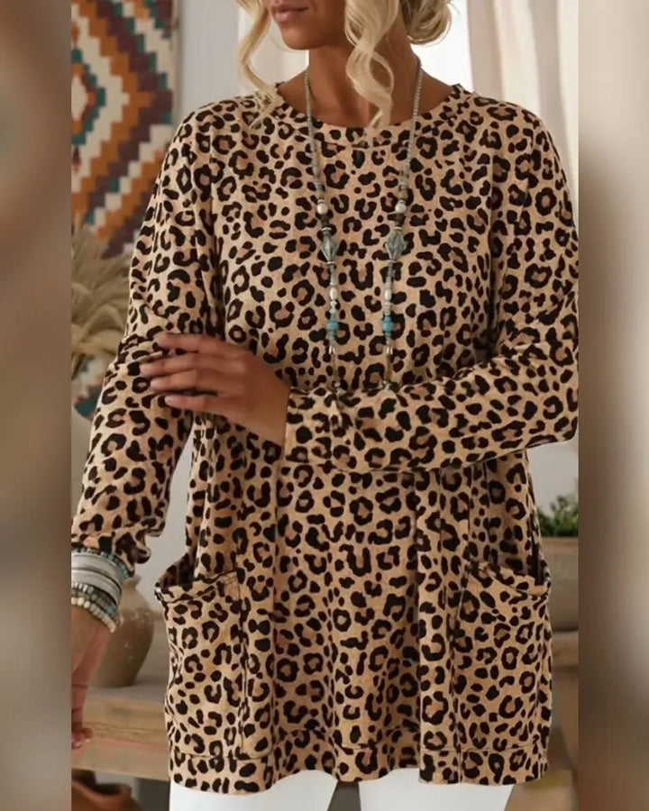 Primelia - Soft-Touch Leopard Long Sleeve Top