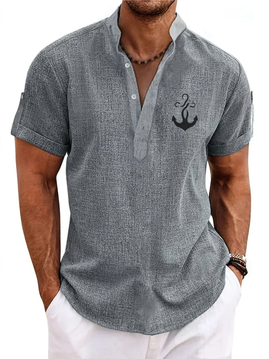 Harlan - Textured High-Collar Shirt