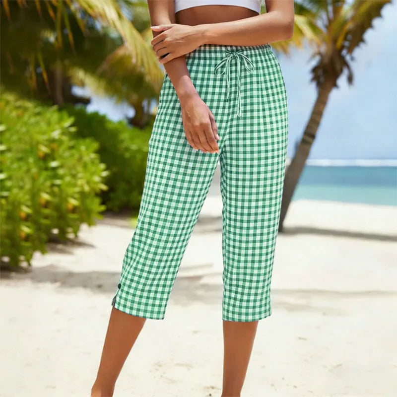 Eliska - Checked Cropped Casual Trousers