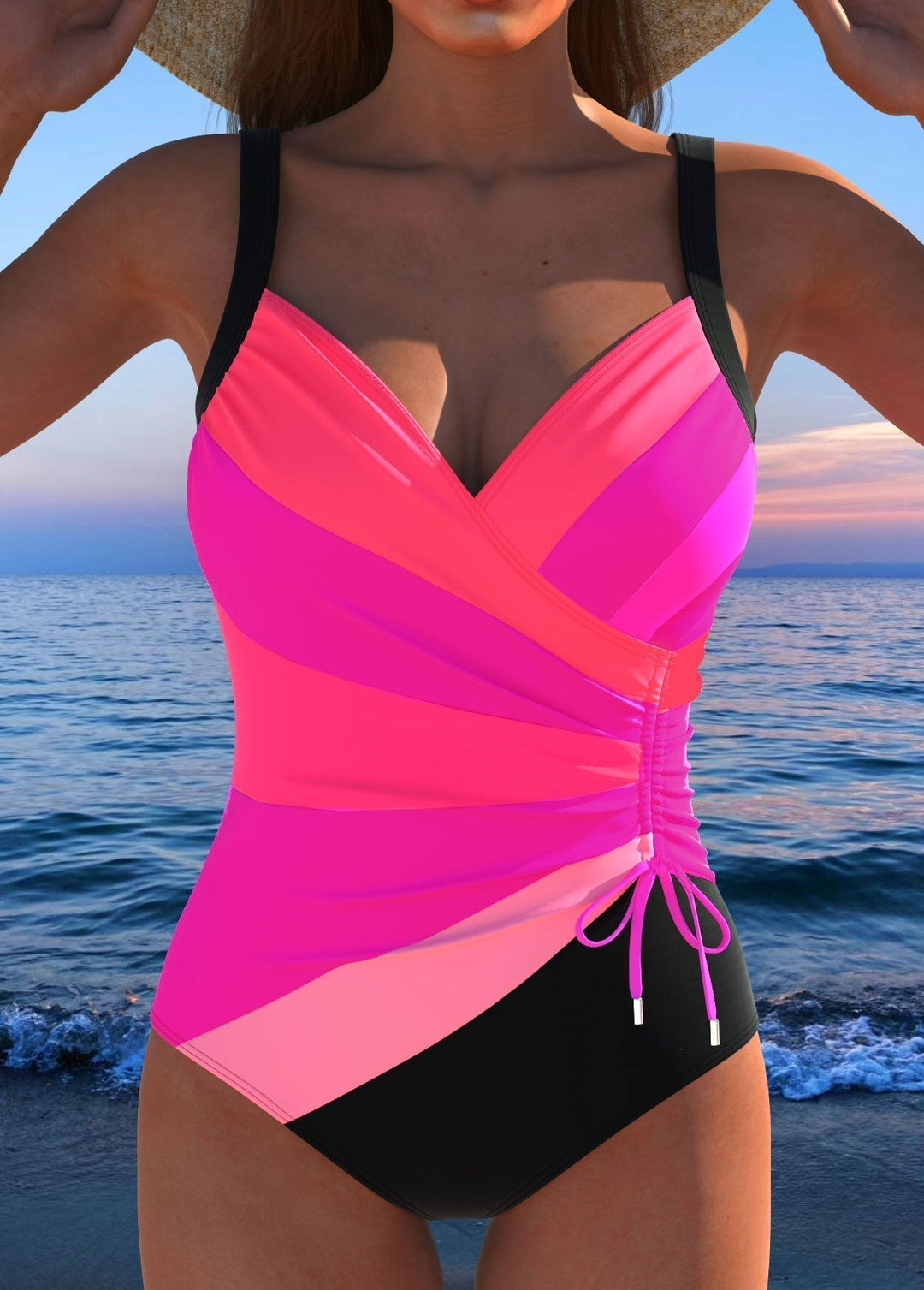 Xavessia - Sculpting Surplice One-Piece Swimsuit