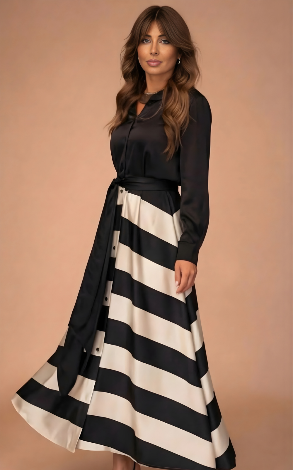 Zivara - Soft-Touch Striped Maxi Dress