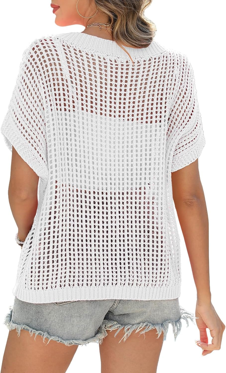 Hallie - Airy Openwork Knit Top