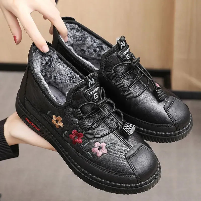 Verisse - Floral Embroidered Comfort Ankle Shoes