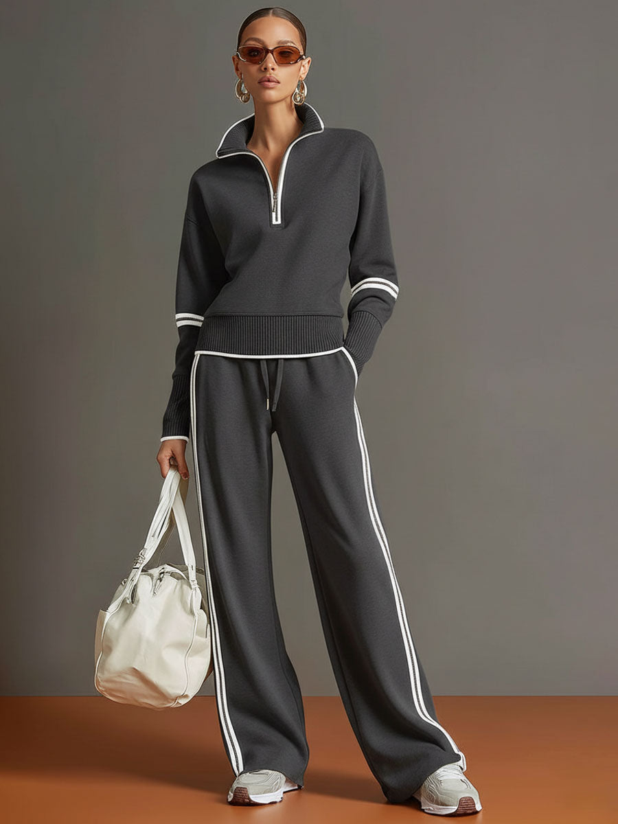 Ovia - Soft-Touch Wide-Leg Two-Piece Set