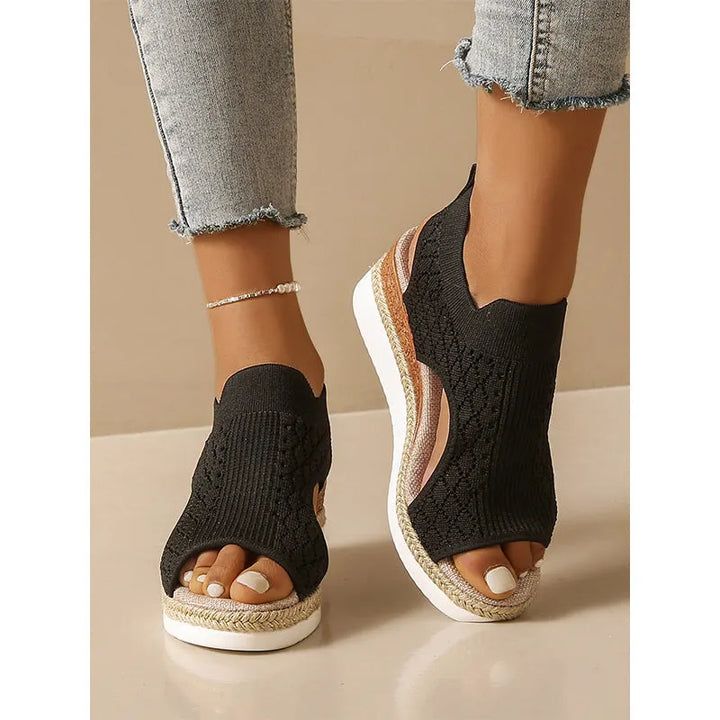 Orianne - Breathable Peep-Toe Wedge Sandals