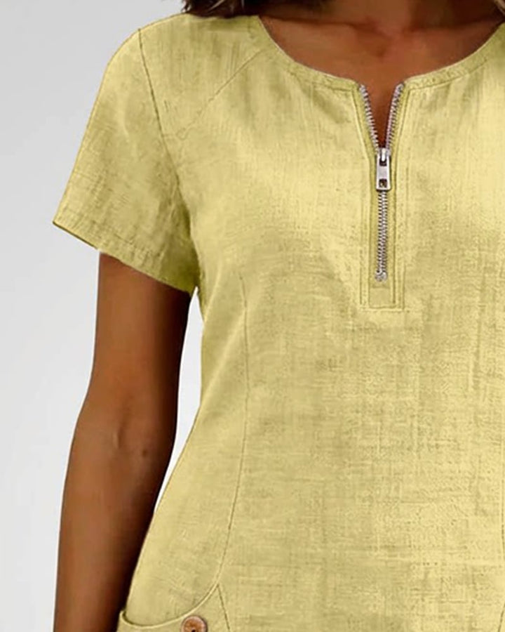 Girella - Breezy Linen A-Line Dress