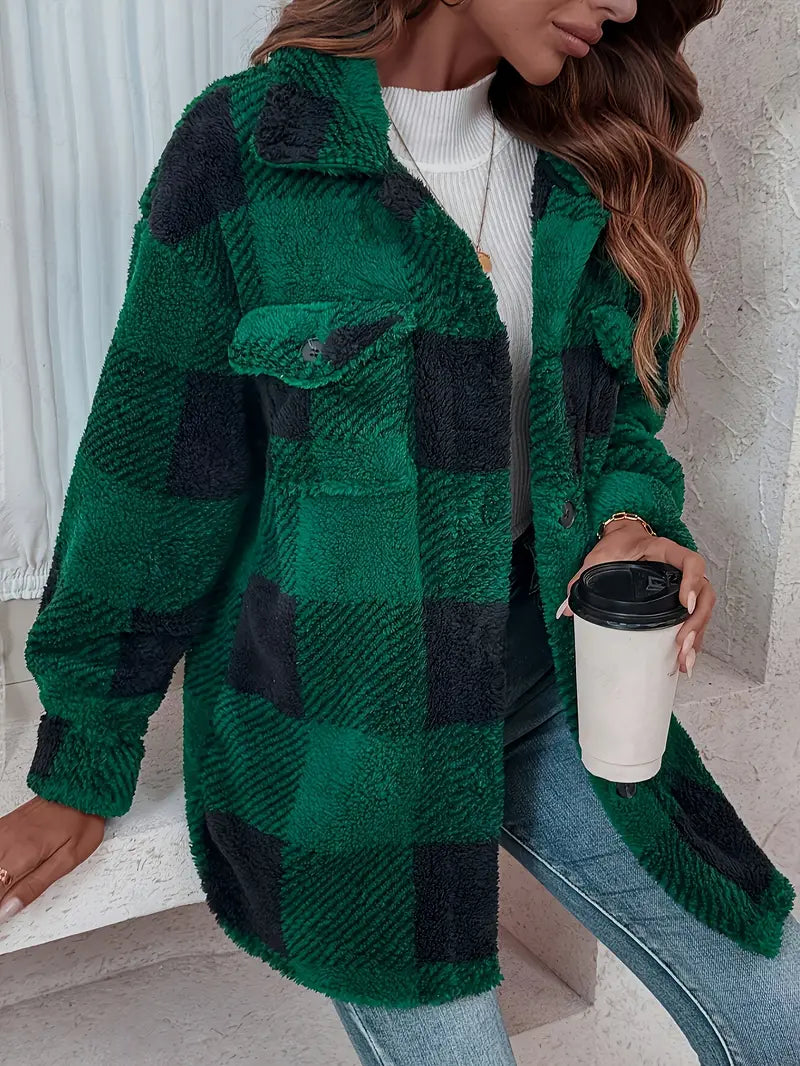 Anteria - Textured Plaid Overshirt Jacket