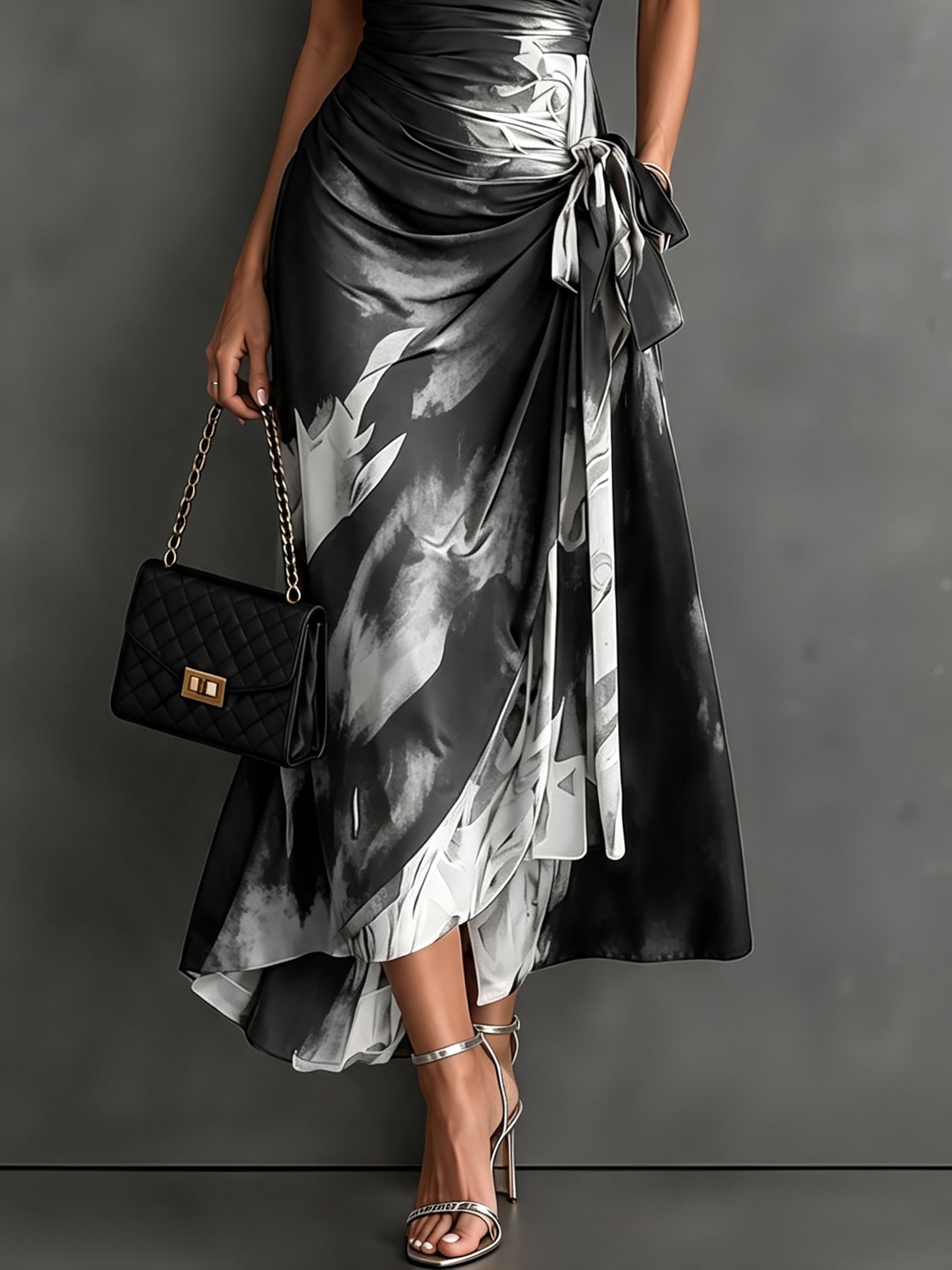 Roselle - Silky-Drape Shirt-Collar Maxi Dress